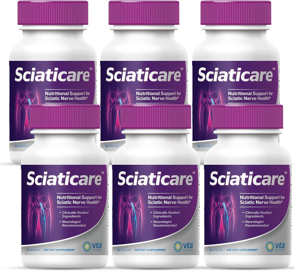 Vita Sciences Sciaticare Nerve Soothing Supplement Vitamins with Natural R-ALA Form 40X Güçlü, S Sentetik Alfa Lipoic Asit (ALA) - Aşağı Lumbar Scia, Hip, Thigh, Leg, Foot