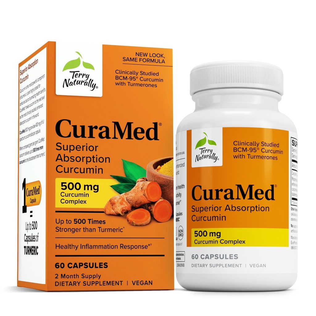 Terry Doğal CuraMed 500 mg - Beyin ve Immune Health Support - Curcumin & Turmeric Essential Oil - Herbal Liver Desteği - 60 Softgels