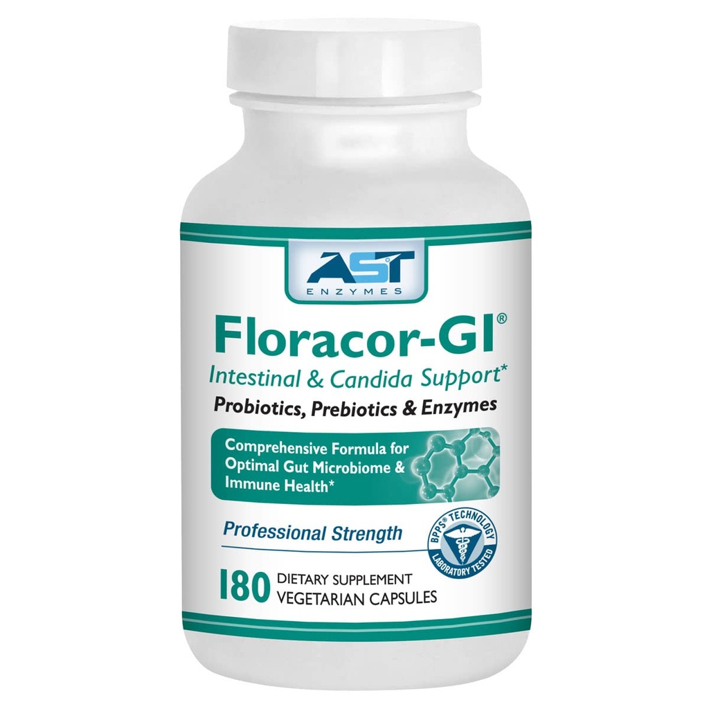 Floracor – Probiyotiks & Enzymes to Support Intestinal & Gut Heath –180 Vegetarian Capsules