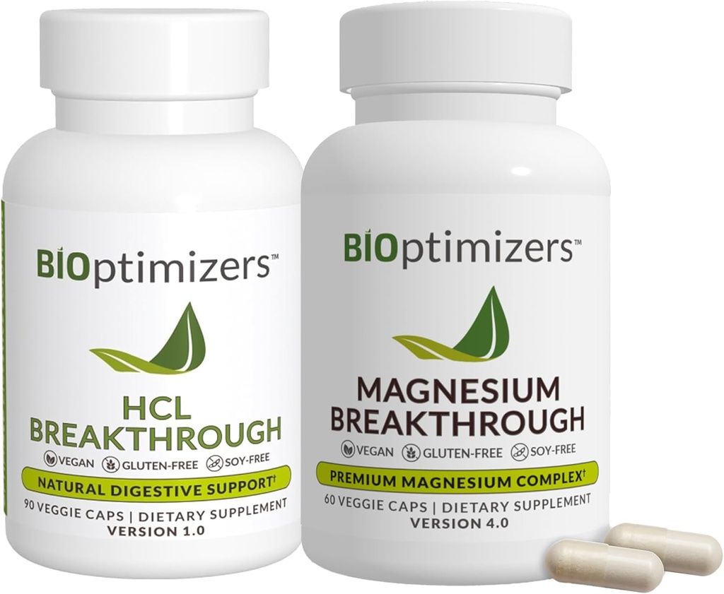 BiOptimizers - Magnezyum Breakthrough (60 Capsules) ve HCL Breakthrough (90 Capsules) Supplement Sche