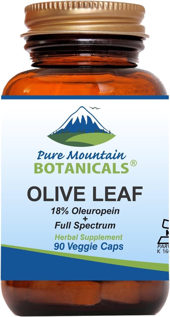 Pure Mountain Botanicals Olive Leaf Extract Capsules - Kosher Vegan Caps Now with 400 mg Organic Olive Leaf and Potent Extract Supplement Supplement Supplement