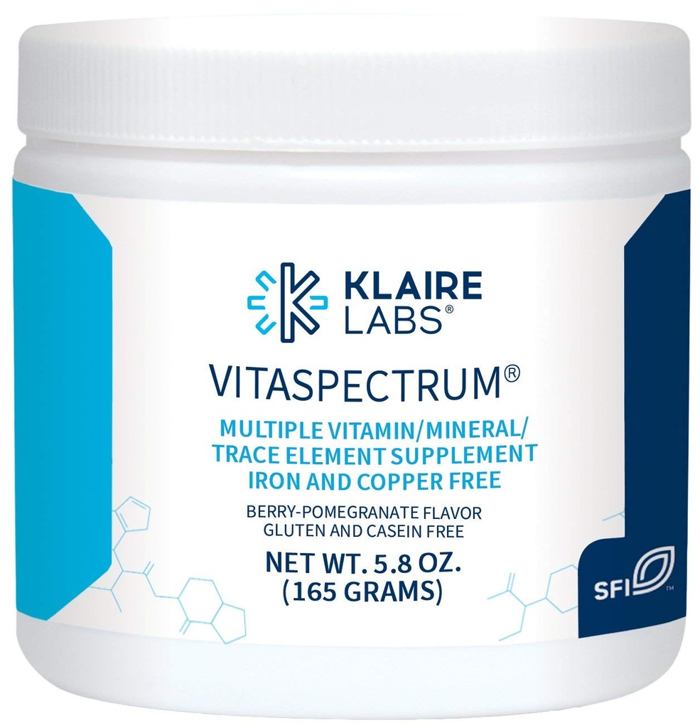 Klaire Labs SFI Health VitaSpectrum Powder - Παιδική πολυβιταμίνη/εσπεριδοειδή με 23 απαραίτητα θρεπτικά συστατικά σε μούρα-ρόδι για παιδιά, χωρίς χαλκό, σίδηρο, γλουτένη ή καζεΐνη (30 μερίδες, 171 γραμμάρια)