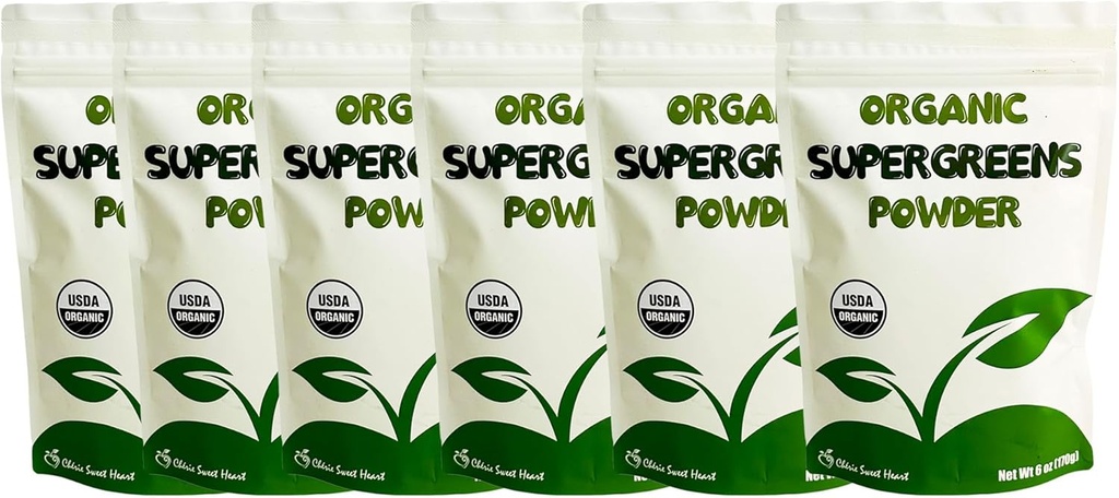 Cherie Sweet Heart Supergreens Toz - Yeşil Superfood - Organik Yeşiller Toz Süper Yeşiller - Smoothie Toz - Superfood Toz - Tozlu Yeşiller - 2.25LBB Super Greens Toz - 204 Hizmet