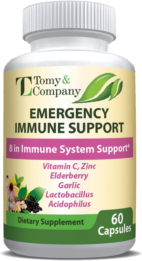 Acil Immune Support Elderberry Capsules, Erkekler ve Kadınlar için, C vitamini, D3, çinko, Gluten Free, Vegetarian 60 Capsules