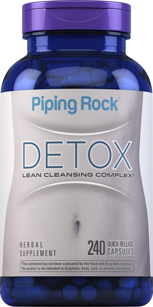 Piping Rock Detox Cleanse Capsules | 240 Pills | Herbal Kompleksi | Formula | Dandelion Root Extract, Psyllium Husk ve Süt Butle | Non-GMO, Gluten Free Supplement Supplement