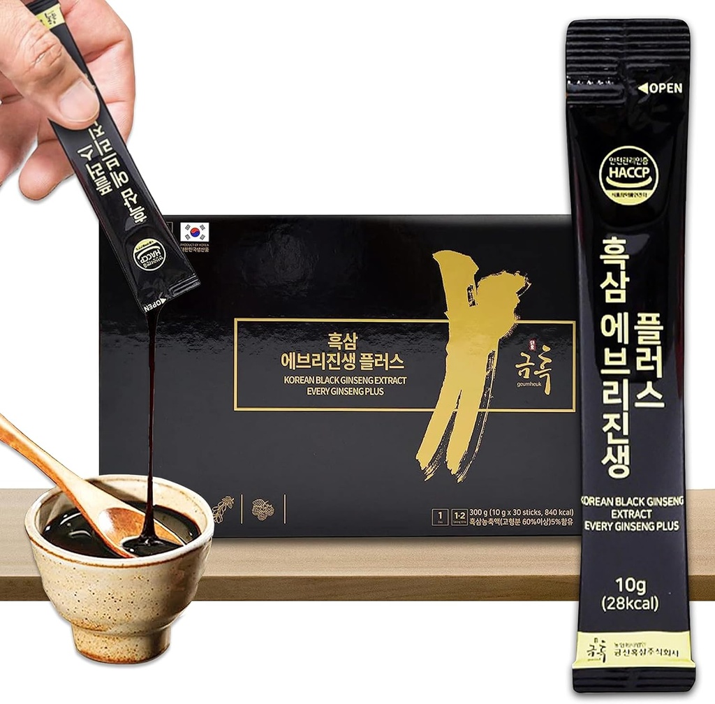 GeumHeuk Korean Black Ginseng Extract Every Ginseng Plus. 10g X 30 Stick Pouches. Ανοσολογική Υποστήριξη, Ενισχυτής Ενέργειας, Ανάκτηση Κόπωσης, Ψυχική Απόδοση. Πατενταρισμένη μέθοδος.