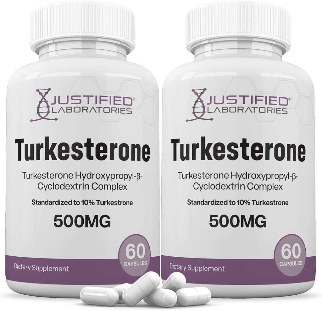 Justified Laboratories (2 Pack Turkesterone 500mg 10% Standardized Φυσικά Αύξηση αντοχής Stamina 120 κάψουλες