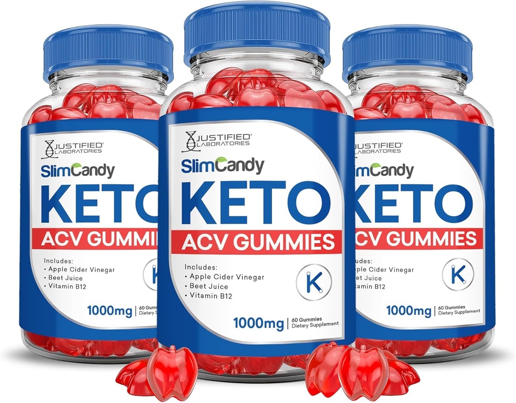 (3 Pack) Slim Candy Keto ACV Gummies Advanced Formula 1000MG SlimCandy Keto Gummies Apple Cider Vinegar Formula B12 Vegan Non GMO 180 Gummys
