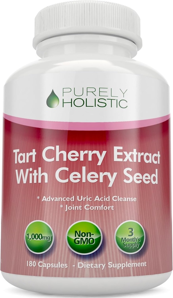 Tart Cherry Extract Capsules 1000 mg - 180 Capsules, 3 Ay Supply - Tart Cherry ve Celery Seed Toz