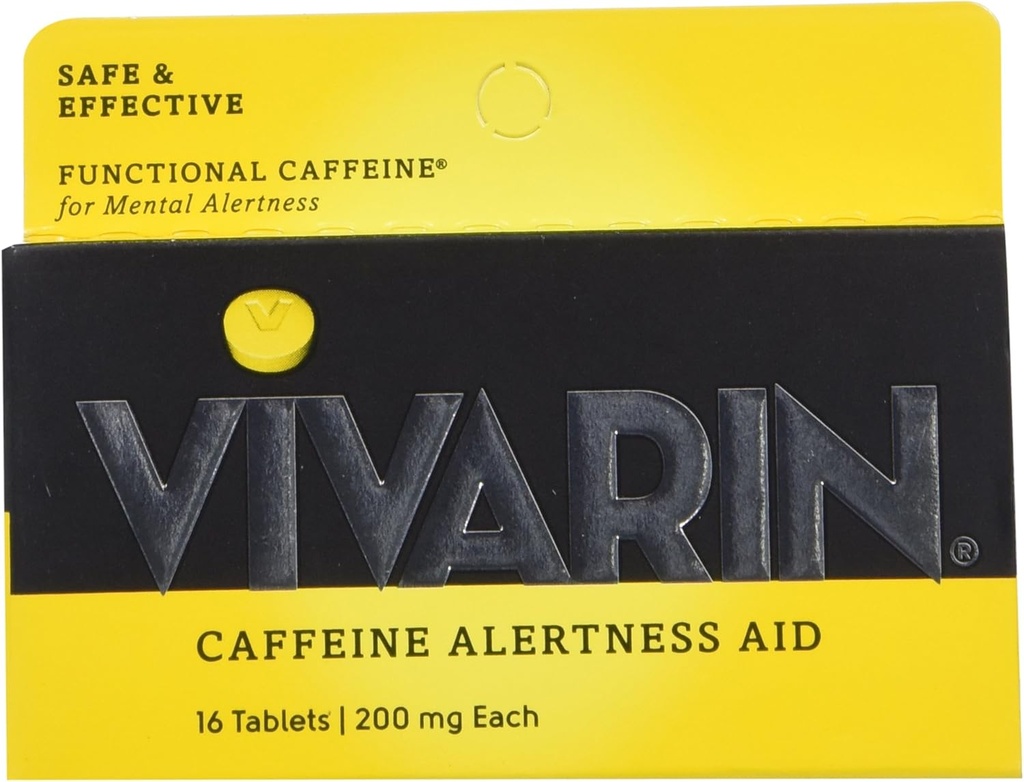 Vivarin, χάπια καφεΐνης, 200mg καφεΐνη σε κάθε δισκίο, Ασφαλώς και αποτελεσματικά σας βοηθά να μείνετε ξύπνιοι, βοήθεια εγρήγορσης, συμπλήρωμα ενέργειας, 16 δισκία - 3 συσκευασίες