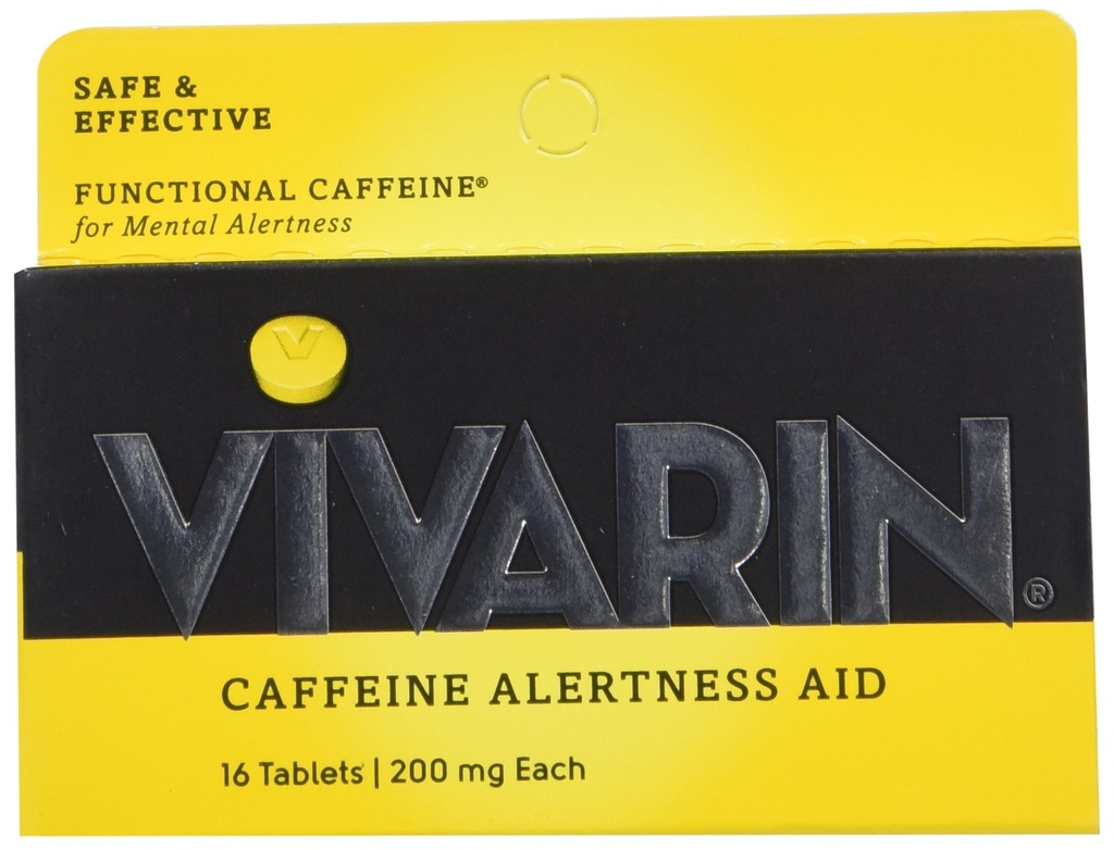 Vivarin, Caffeine Pills, Her Tablette 200 mg Caffeine, Güvenli ve Etkili Bir şekilde Awake, Alertness Aid, Energy Supplement, 16 Tablet - 3 Pack