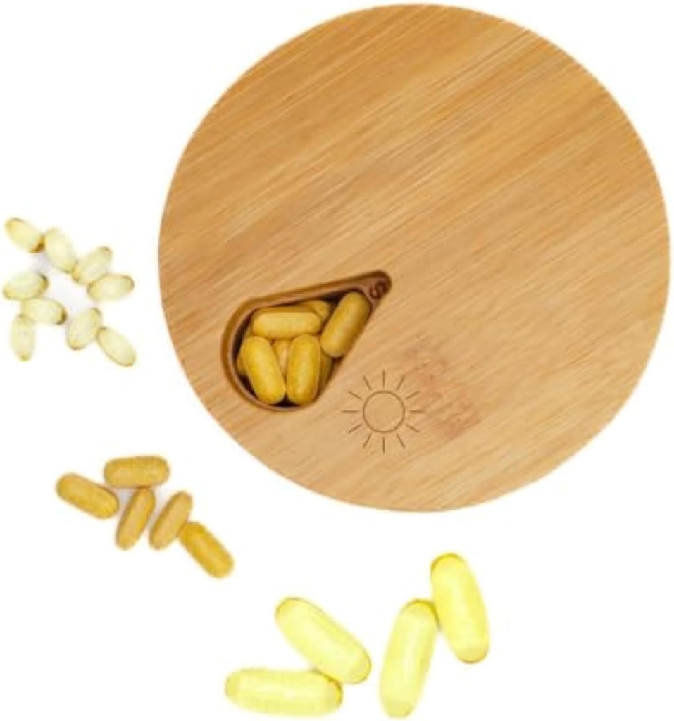 Tıp Organize Wood Daily Weekly, Travel Pill Organizer ve Pill Sahibi, Vitamin Tıp Pill Organizer Case Box, Pill Box Day, Hafta ve Solid Wood Lid Günleri ile Geliştirilmiş Tasarım (Morning)