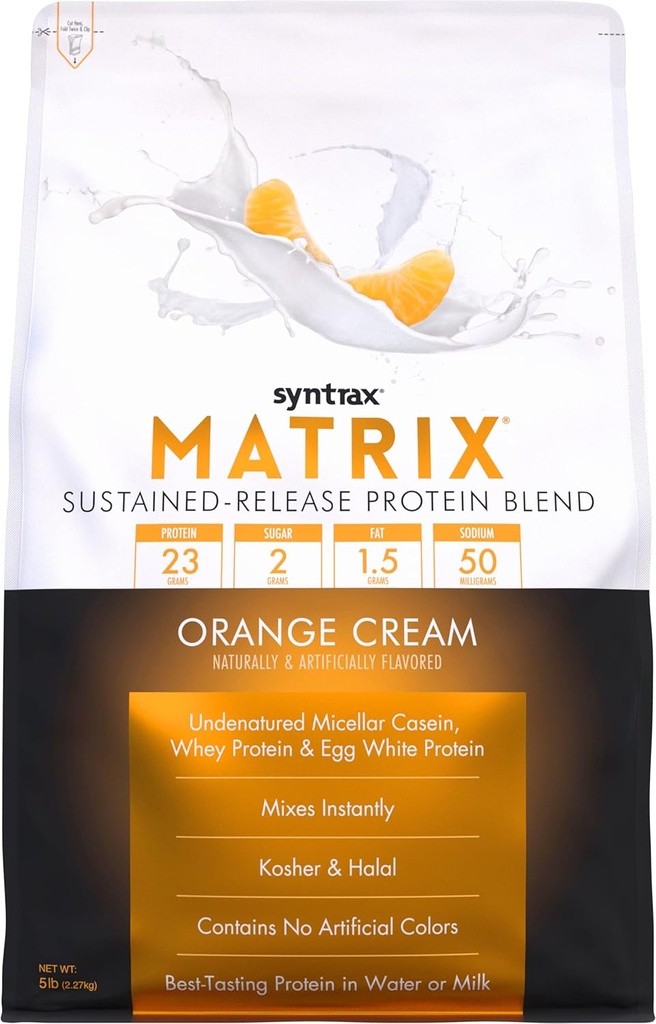 Syntrax Nutrition Matrix - Μείγμα πρωτεΐνης παρατεταμένης αποδέσμευσης, κρέμα πορτοκάλι, 5 lb.