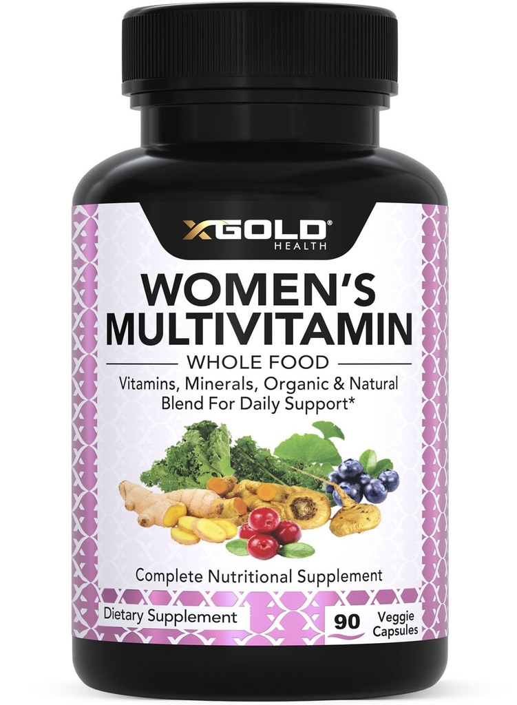 Vegan Women's Daily Multivitamin 50 Plus with Organic WholeFood Based Natural Materialss, Ginger, Maca, Multi-Vitamin B Complex & More - Energy Support, Immune System Alert -90 Capsules