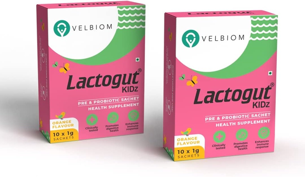 Lactogut Kidz Probiyotiks Toz for Kids Easy to Consume Probiyotiks for Children Gut Health, Genel Wellness ve Immunity Vegan Klinik Proven - Pack 2