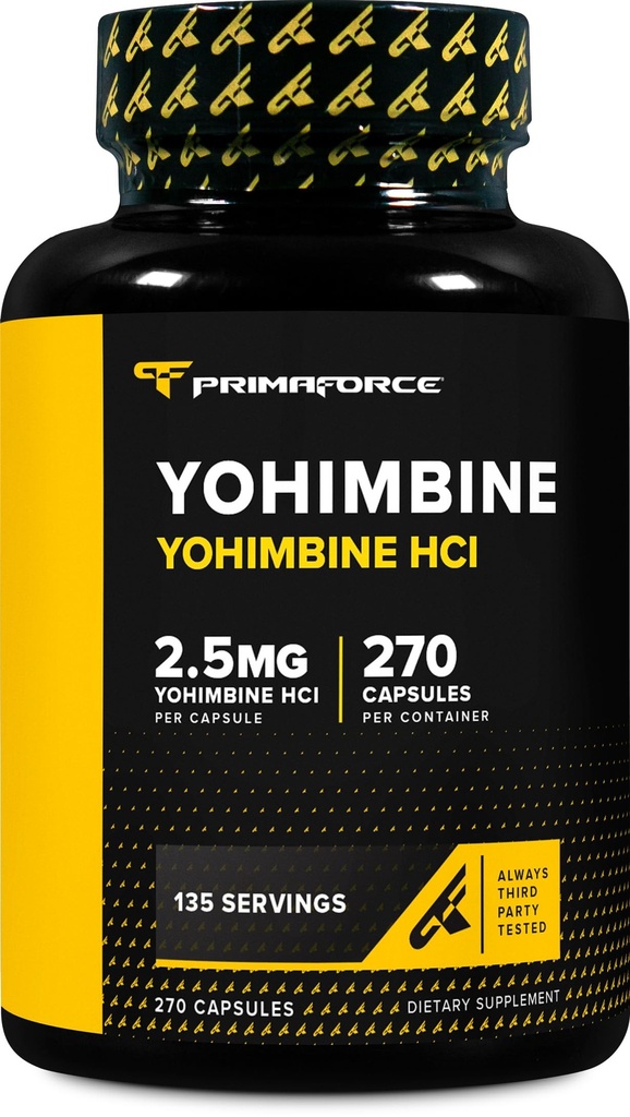 Primao Yohimbine HCl 2.5 mg, 270 Capsules - Premium Supplement, Boosts Performansı, Zero Fillers, Non-GMO ve Gluten Free
