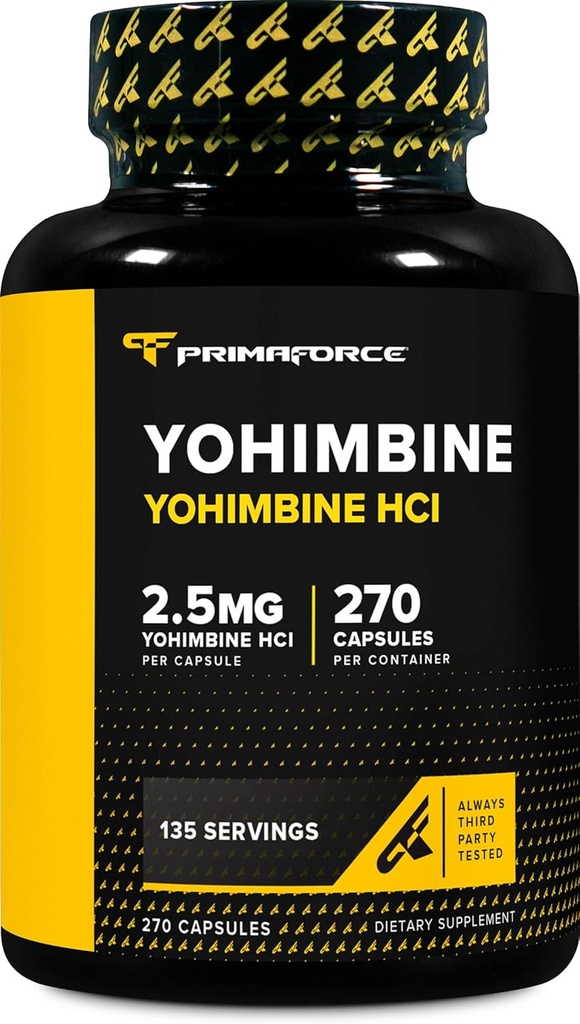 Primao Yohimbine HCl 2.5 mg, 270 Capsules - Premium Supplement, Boosts Performansı, Zero Fillers, Non-GMO ve Gluten Free