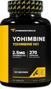Primao Yohimbine HCl 2.5 mg, 270 Capsules - Premium Supplement, Boosts Performansı, Zero Fillers, Non-GMO ve Gluten Free