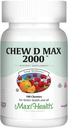 Maxi Health Chewable Vitamin D3 2000 IU Supplement - Doğal Gum Flavor - Destekler Gıda Aborpsiyon, Immune ve Bone Health in Adult Women, Men, Children & Toddler - 100 Chews