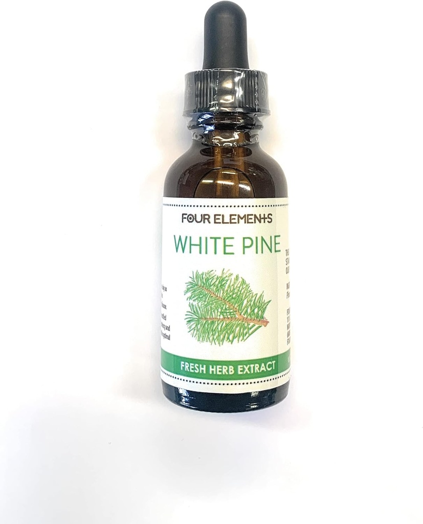 Four Elements 4E White Pine Tincture,% 100 sertifikalı Fresh Organic Herb Extract, 1 FL OZ