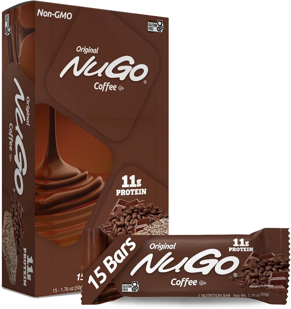 NuGo protein Bar, Kahve, 11g protein, Gluten Free, 15 Count