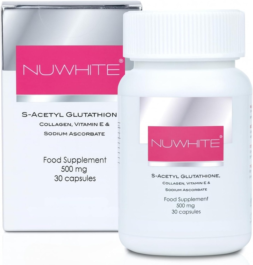 Nu White S-Acetyl Glutathione New Improv Formula Skin Whitening 30 Capsules