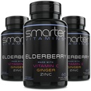 (3 Pack) Έξυπνες κάψουλες Elderberry + Βιταμίνη C + Ginger & Zinc, συμπλήρωμα βοτάνων, ισχυρό εκχύλισμα μαύρου larder Berry Αντιοξειδωτική βιταμίνη, 180 χάπια Vegan