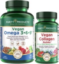 Saf Ürünler Planlama - Vegan Omega 3-6-9 (180 ct) + Vegan Collagen Builder Omega 3-6-9 ("5 in 1" Plant-Based Omega Essential Fatty Acid) - Vegan Collagen Builder (w/Key Plant-Based Malzemeler)