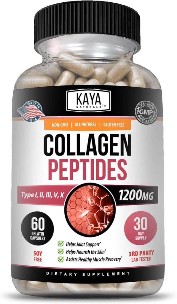 Kaya Naturals Multi Collagen, Complex Toz for Women and Men, Tip I, II, III, V & X | 60 Kont Capsules