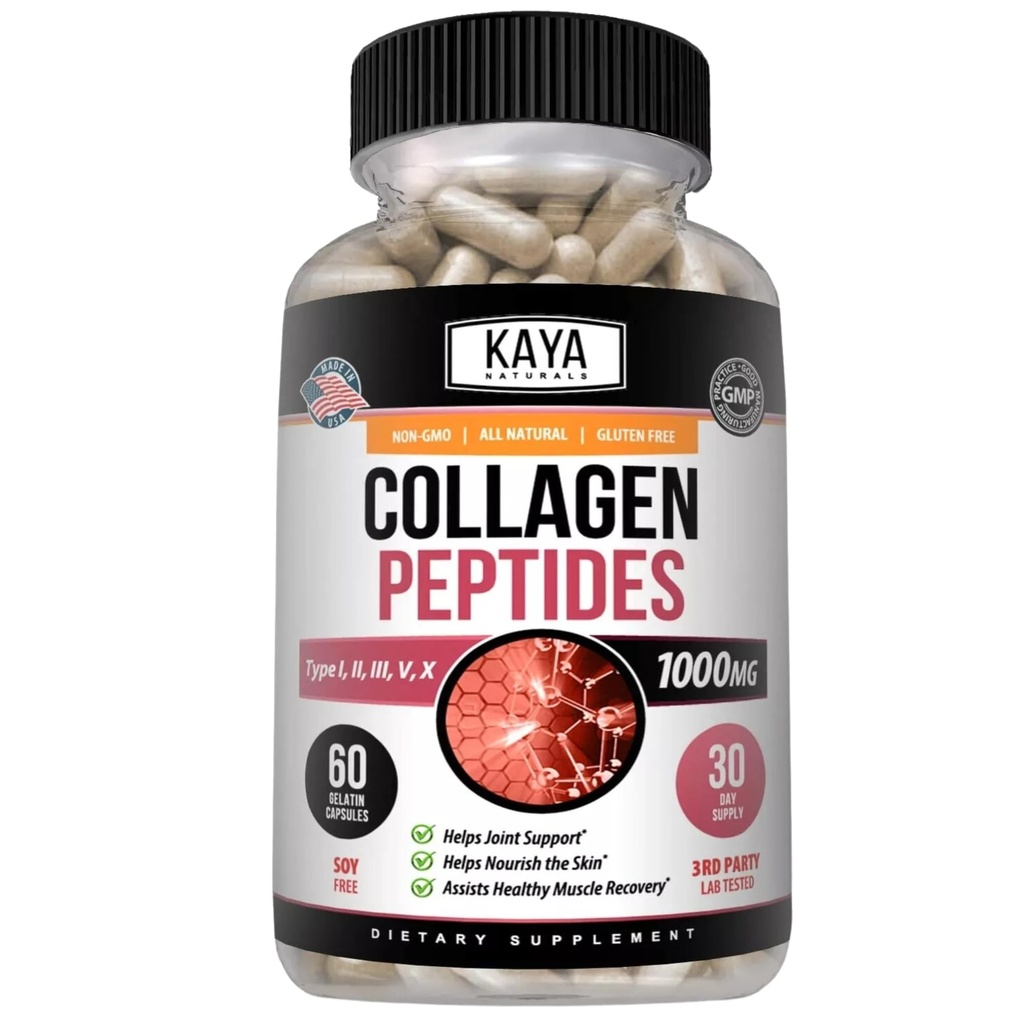 Kaya Naturals Multi Collagen, Complex Toz for Women and Men, Tip I, II, III, V & X | 60 Kont Capsules