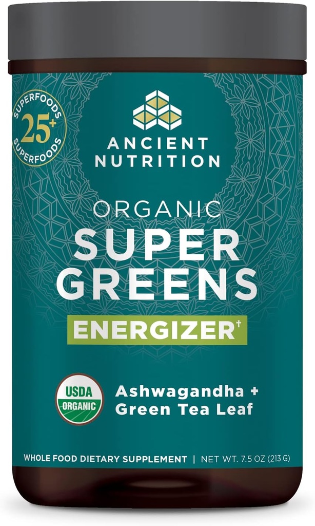 Eski Beslenme Organik SuperGreens Energizer Toz Probiyotiks ve B12, Gerçek Meyveler, Sebzeler ve Herbs, Digestive, Detoxification ve Enerji Desteği için, 25 Hizmet
