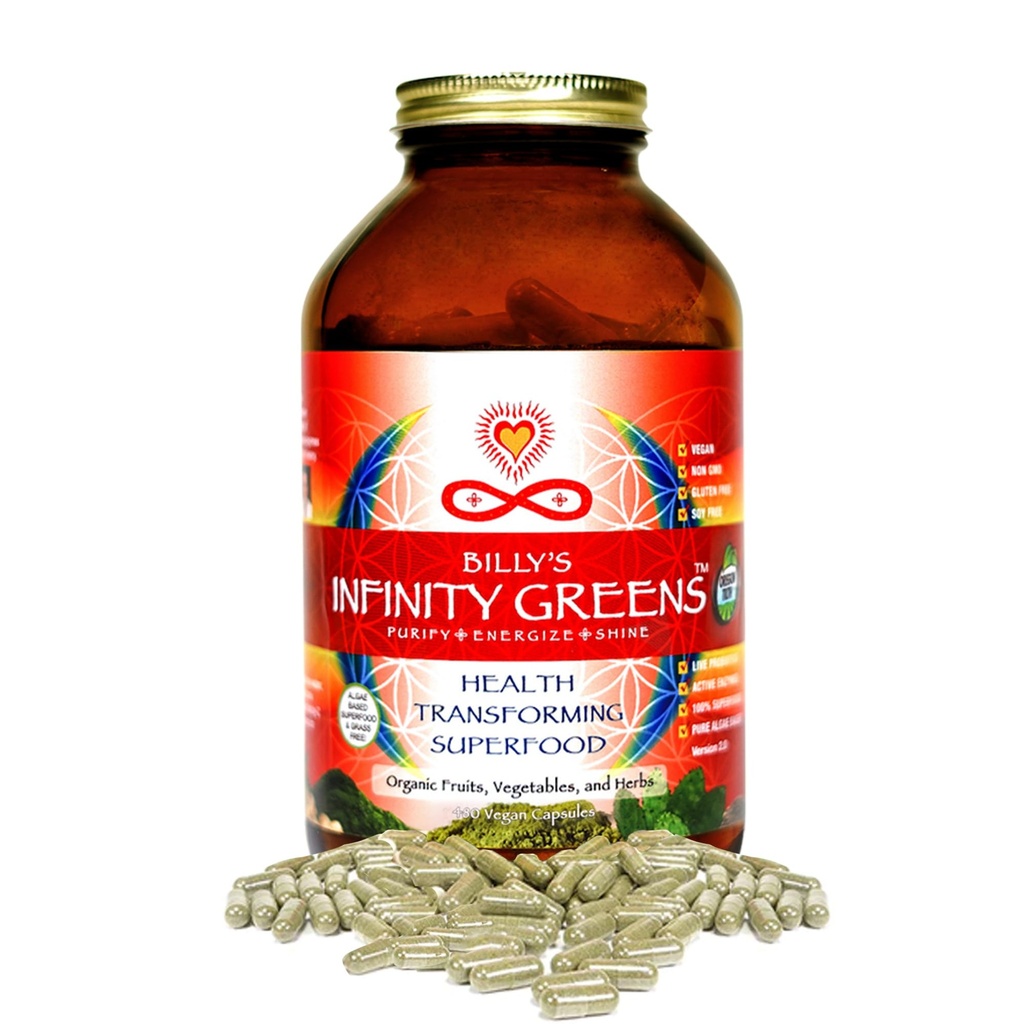 Superfood Capsules, Blue Green Algae Based Capsules 28 Organik Superfoods, No Fillers veya Grasses, Energy & Longevity, Low Temp Dehidratd Greens (34 Hizmet)
