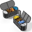 Haftalık Pill Organizer Travel, 2/3/4 Times a Day, Double-SidedOpen Design, Portable Pill Box for Storing Fish Oils/Medication/Vitamins/Supplements (2PC Black)