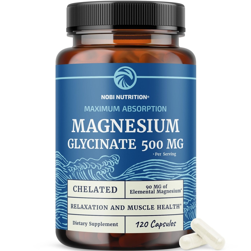 Magnezyum Glycinate 500 mg | Yüksek Aborpsiyon | Kas Rahatlama, Bones, Heart, Nerve, Sleep & Calm Women & Men | Magnezyum Chelate Supplement & Bisglycinate Kompleks | 120ct