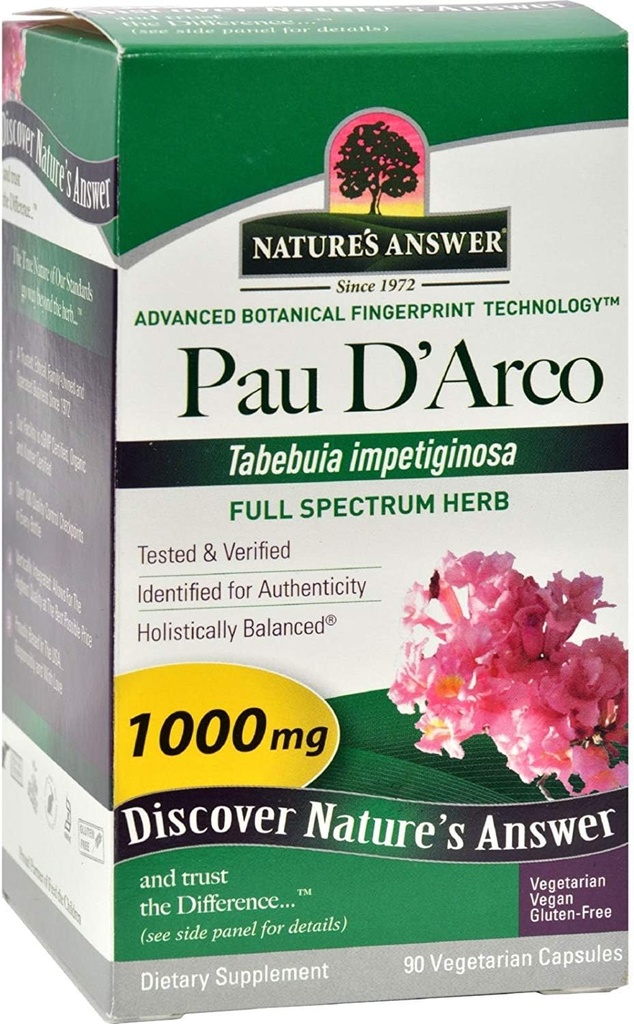 Nature's Answer Pau D' Arco Supplement Capsules 90 Count | Promotes Healthy Gut Flora | Natural Immune Support Booster