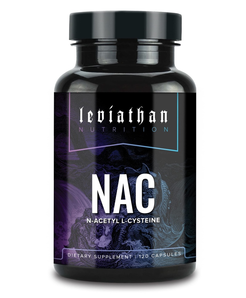 Leviathan Beslenme NAC Supplement N-Acetyl Cysteine for Lung, Liver, Immune Support - Potent Antioksi Support to Boost Glutathione Levels 600 mg, 120 Capsules