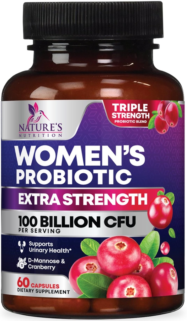 Women Digestive Health Support - 90 Milyar CFU Women's Probiyotik, 16 Strains, Cranberry, Vaginal Probiyotik with Prebiyotiks, PH, Immune, Urinary, & Feminine Health Support, 60 Capsules