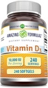 Amazing Formulas Vitamin D3 (Cloncalciferol) Tamam | 10.000 IU | 240 Softgels | Non-GMO | Gluten-Free | Made in USA