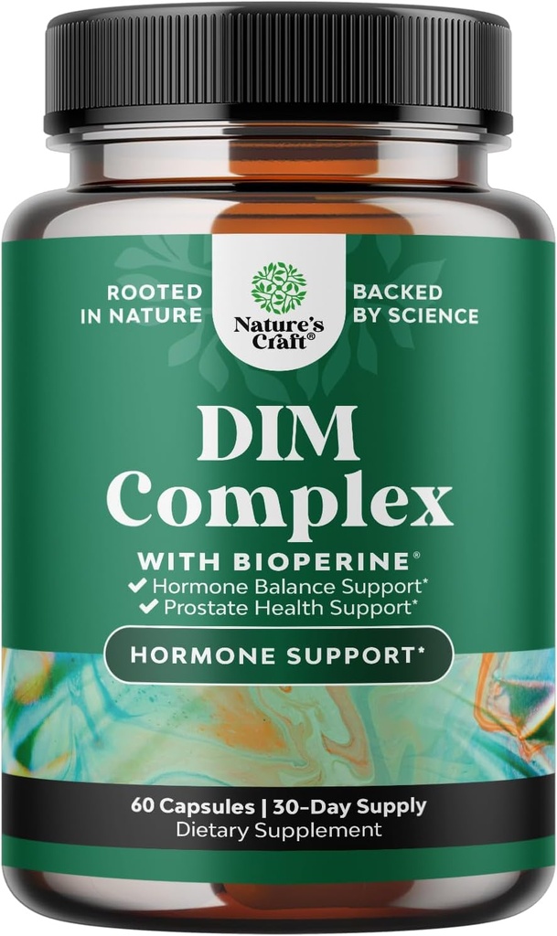 Bioperine ile Erkekler için Saf DIM Supplement - DIM Estrogen Blocker for Men for Hormon Denge & Prostate Health - Diindolylmethane testosteron Kompleks with Broccoli Florets - 60 Capsules