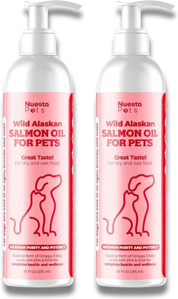 Evcil hayvanlar 2-Pack Wild Alaskan Salmon Oil Mix for Dogs & Cats | Omega-3 Boost & Shed Defense | Gelişmişs Ön & Skin, Antivirüs & Dandruff Relief | Coat Support and Treatment - 20 Fl Oz Total
