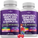 NEW AGE Resveratrol, Berberine, Grape Tohum alıntı, Quercetin, Noni Extract, N-Acetyl Cysteine, Acai Ekstraksiyon - 120 Capsules