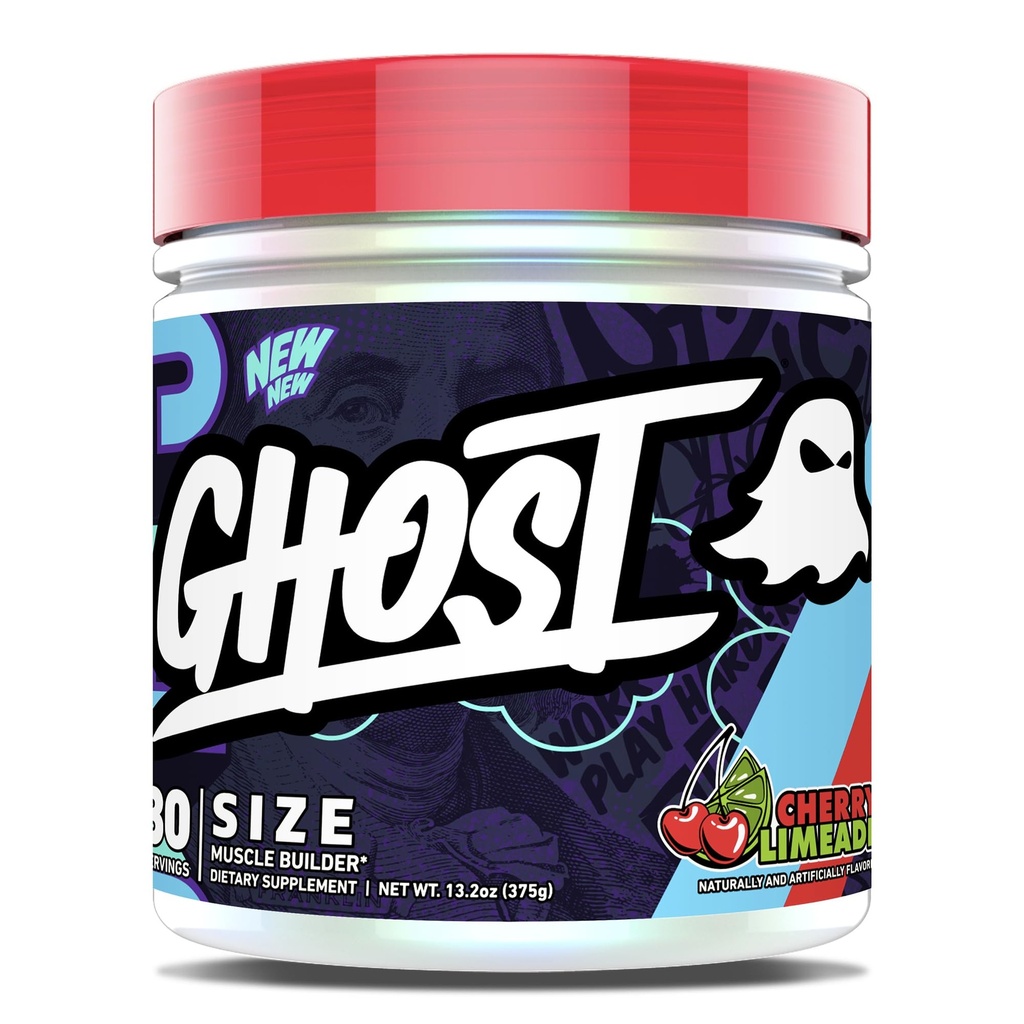 GHOST Boyut Kas Builder Diyetsel Tamam - Cherry Limeade, 30 Hizmet - Erkekler ve Kadınlar için Kas Büyüme ve Güçlü Bina - Kretin & Betaine - Ücretsiz Şeker & Gluten