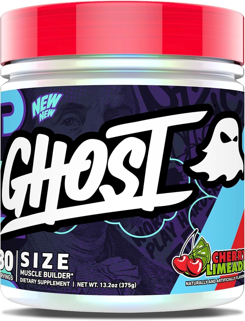 GHOST Boyut V3 Muscle Builder Diyeter Supplement - Cherry Limeade, 30 Hizmet - Erkekler ve Kadınlar için Kas Büyüme ve Güçlü Bina - Kretin & Betaine - Ücretsiz Şeker & Gluten