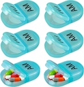 6 Pack Pill Organizer Pocket Small Case Sahibi Am Pm Pill Case Portatif İki Karşılaştırma Yuvarlak Seyahat 2 Zaman Vitamin İlaç Supplement (Green) için Bir Gün (Yeşil)