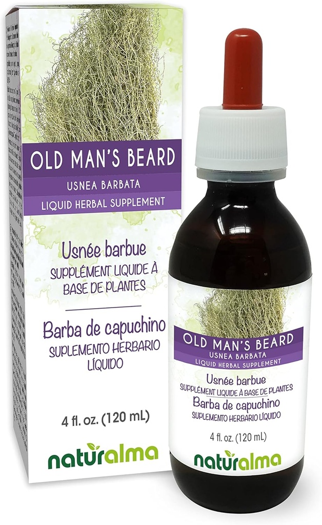 Naturalma Old Man's Beard (Usnea barbata) Thallus (Lichen) Alkol Özgür Tincture - 4 fl oz Sıvı Ekstraksiyon - Herbal Supplement - Vegan