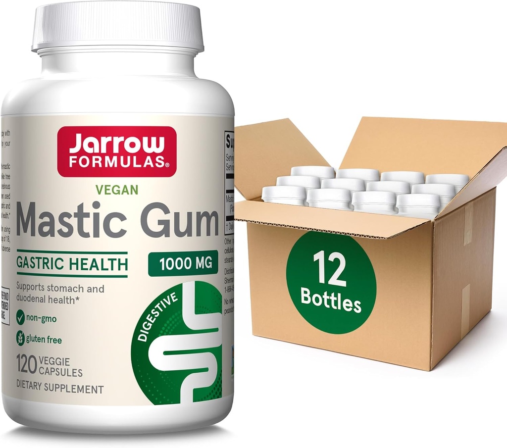 Jarow Formulas Μαστίχα 1000 mg, Συμπλήρωμα διατροφής για την υποστήριξη της υγείας του γαστρεντερικού, 120 κάψουλες λαχανικών, 60 ημέρες προσφοράς, συσκευασία των 12