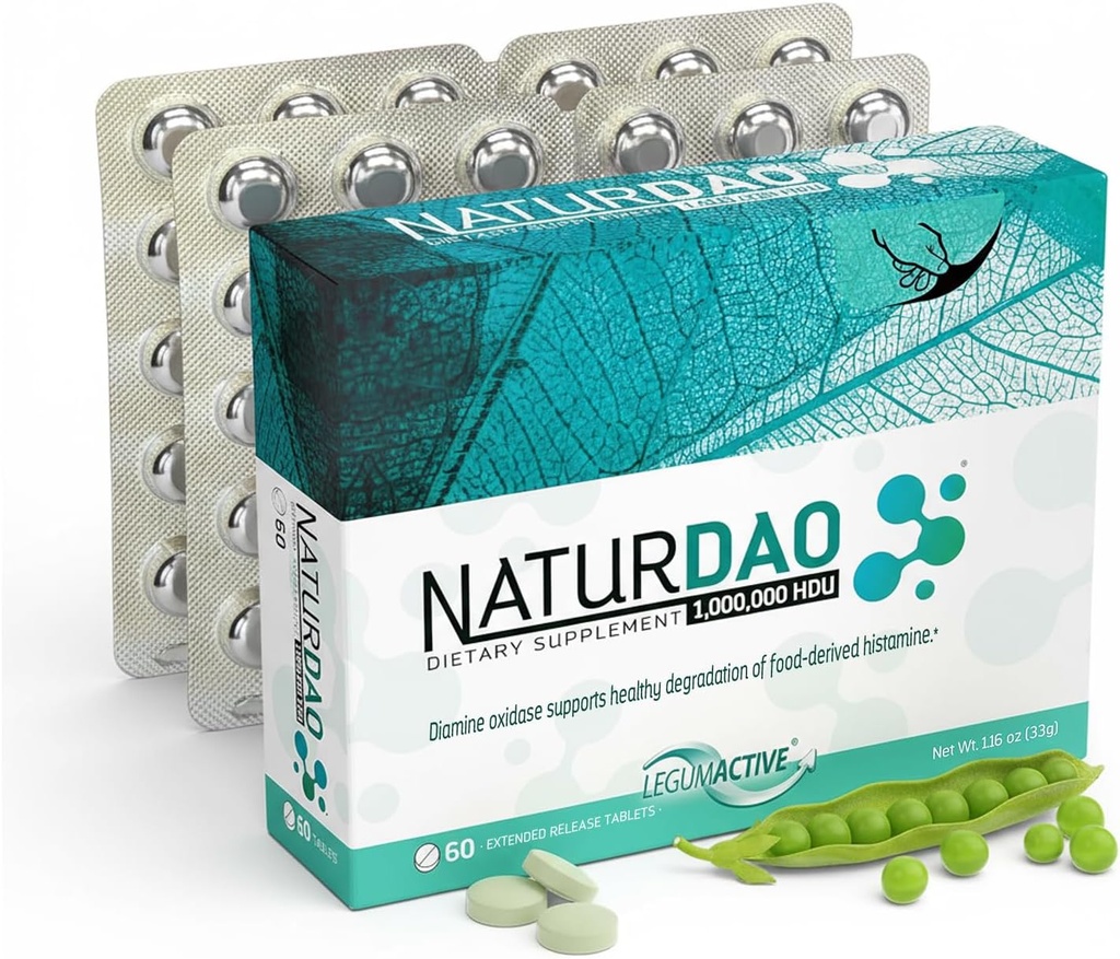 NATURDAOCOM LEGUMACTIVE NATURDAO® DAO Enzyme 1.000.000 HDU Tablet başına - DAO Enzyme Supplement - Histamine Block - Diamine Oxidase - Yiyecek Tolerance - 60 Genişletilmiş Yayın Tabletleri