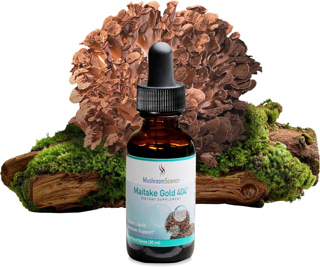 Mushroom Science MaitakeGold 404 Mushroom Supplement, Liquid Extract, Health Defense Support, Natural Diyetary Supplement for Yetişkinler, Hot Water Extracted Mushrooms, Vegetarian, 1 Oz, 180 Servisler