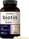 Biotin 10000mcg + Hyaluronic Acid 25mg | 360 Coconut Oil Softgels, Premium Biotin Vitaminleri Saç Cilt ve Çığlık için Yüksek Lisanslı ve Bio kullanılabilir, Hızlı Yayınlanmış