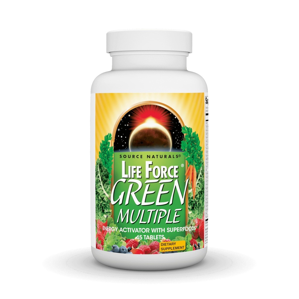 Source Naturals Life Force Green Multi, Energy Activator with Superfoods*, Helps Bring Balance to All 12 Deep Meatacks Systems in The Body* - 45 Tabletler